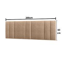 Cabeceira Painel Cama Box King Size Siri 200cm Com Led Bouclé Bege - Abmaza