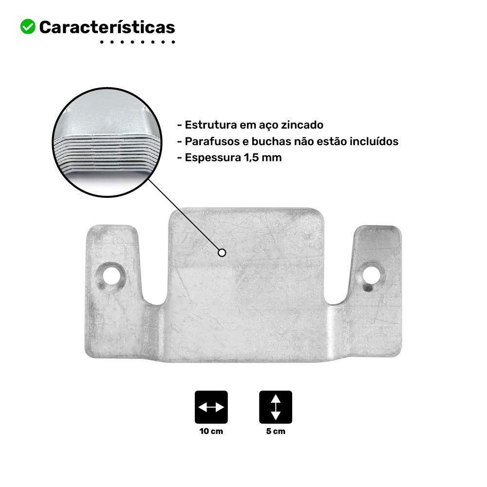 01 Par Conector De Encaixe Para Móveis Compátivel Sofá Cabeceira Painel Galvanizado - Abmaza - 4