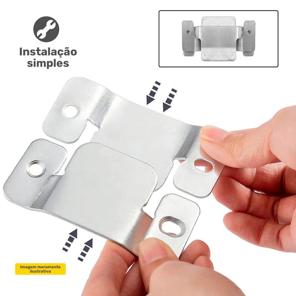 01 Par Conector De Encaixe Para Móveis Compátivel Sofá Cabeceira Painel Galvanizado - Abmaza - 5