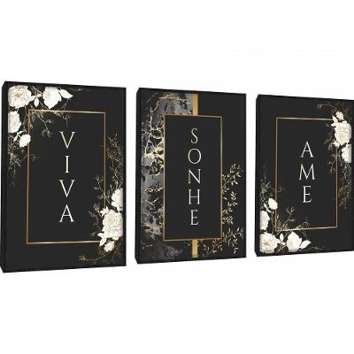 Quadro Decorativo Viva, Sonhe, Ame Com Moldura Preto