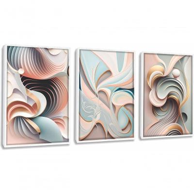 Quadro Decorativo Abstrato 3d Moderno Com Moldura Branco