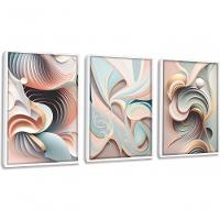 Quadro Decorativo Abstrato 3d Moderno Com Moldura Branco - 1