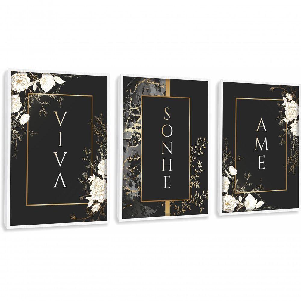 Quadro Decorativo Viva, Sonhe, Ame Com Moldura Branco - 1