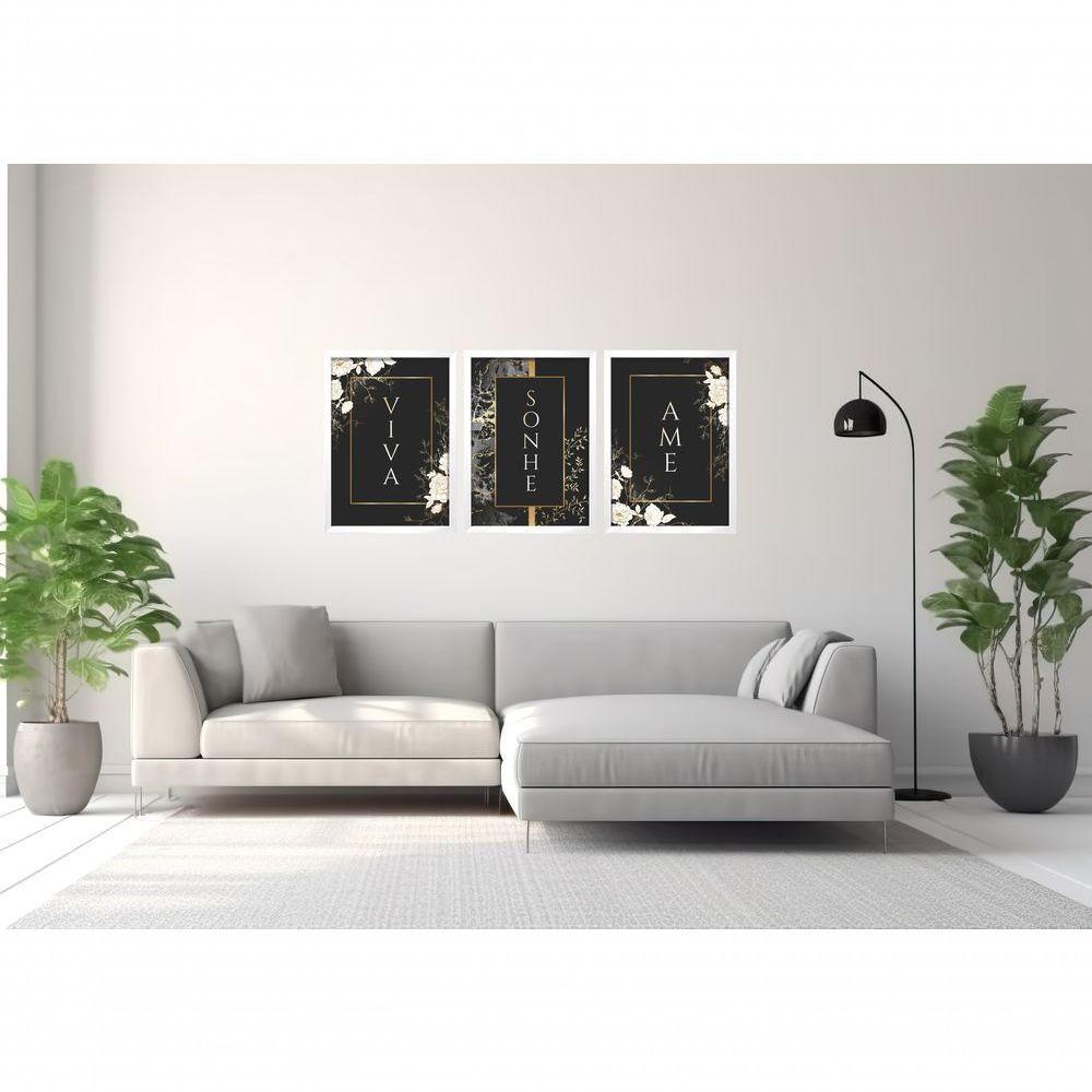 Quadro Decorativo Viva, Sonhe, Ame Com Moldura Branco - 3