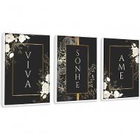 Quadro Decorativo Viva, Sonhe, Ame Com Moldura Branco - 1