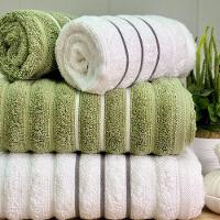 Jogo De Toalhas Wave 4 Peças 100% Algodão Fio Penteado Branco-verde Oliva - 2