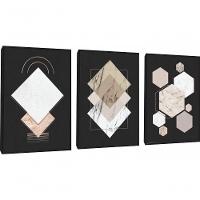 Quadro Decorativo Geométrico Moderno Com Moldura Preto - 1