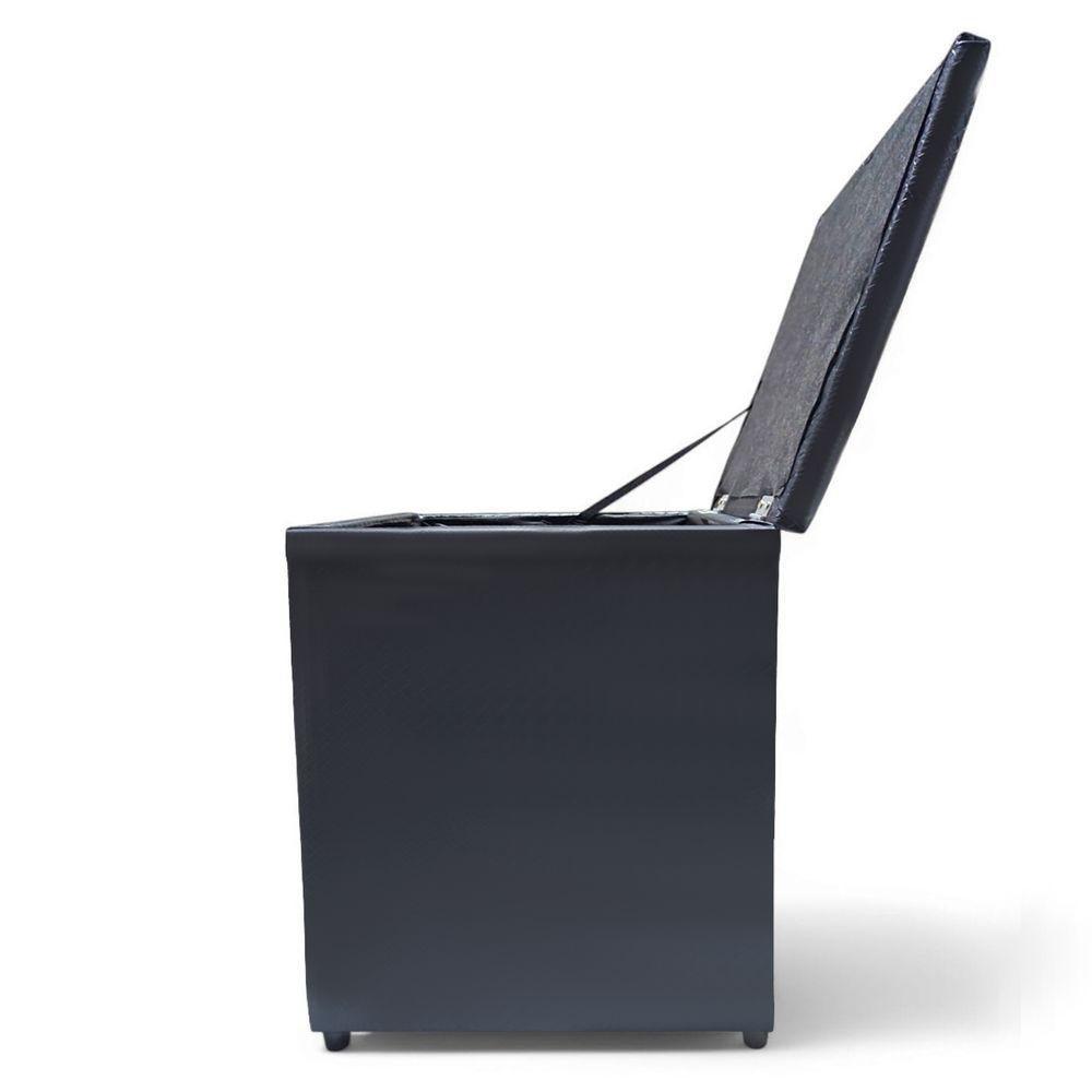 Puff Baú Banqueta Quadrado Cubo Decorativo Courino E Suede Cinza Escuro Courino - 5