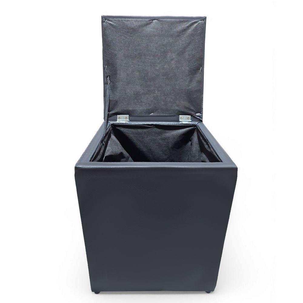 Puff Baú Banqueta Quadrado Cubo Decorativo Courino E Suede Cinza Escuro Courino - 7