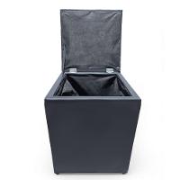 Puff Baú Banqueta Quadrado Cubo Decorativo Courino E Suede Cinza Escuro Courino - 7