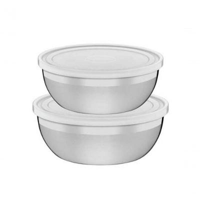 Jogo De Potes Tramontina Freezinox Aço Inox Tampa Plástica 2 Peças