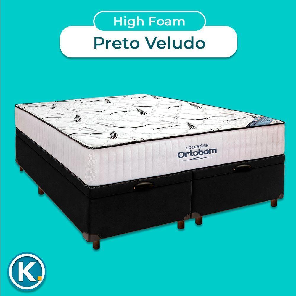 Box Bau Blindado Preto + Colchão Queen High Foam Ortobom - 4