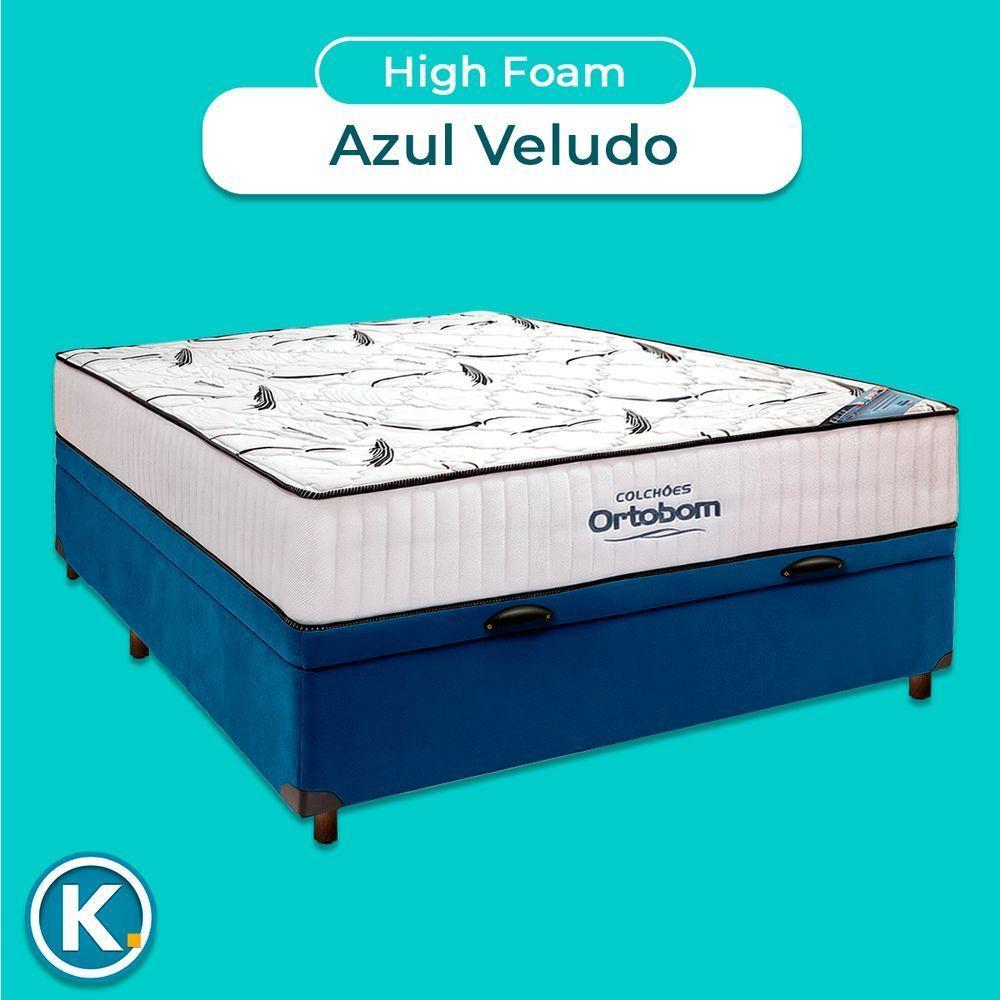 Cama Box Bau Marrom + Colchão Casal High Foam Ortobom - 4