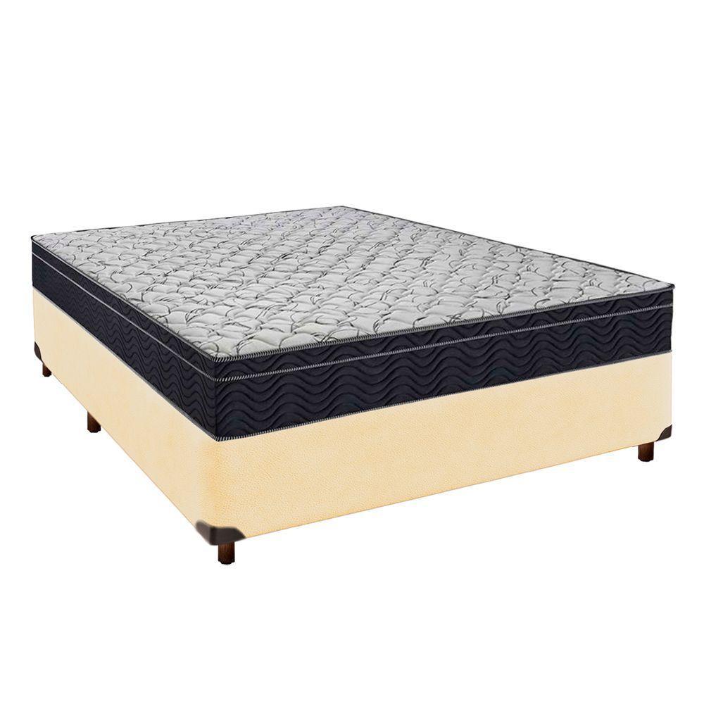Cama Box Cinza + Colchão Casal Airtech 150 Ortobom - 1