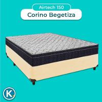 Cama Box Cinza + Colchão Casal Airtech 150 Ortobom