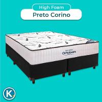 Cama Box Preto + Colchão Queen High Foam Ortobom