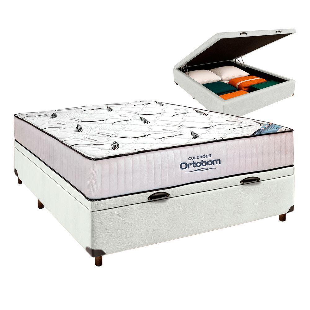 Cama Box Bau Marrom + Colchão Casal High Foam Ortobom - 1