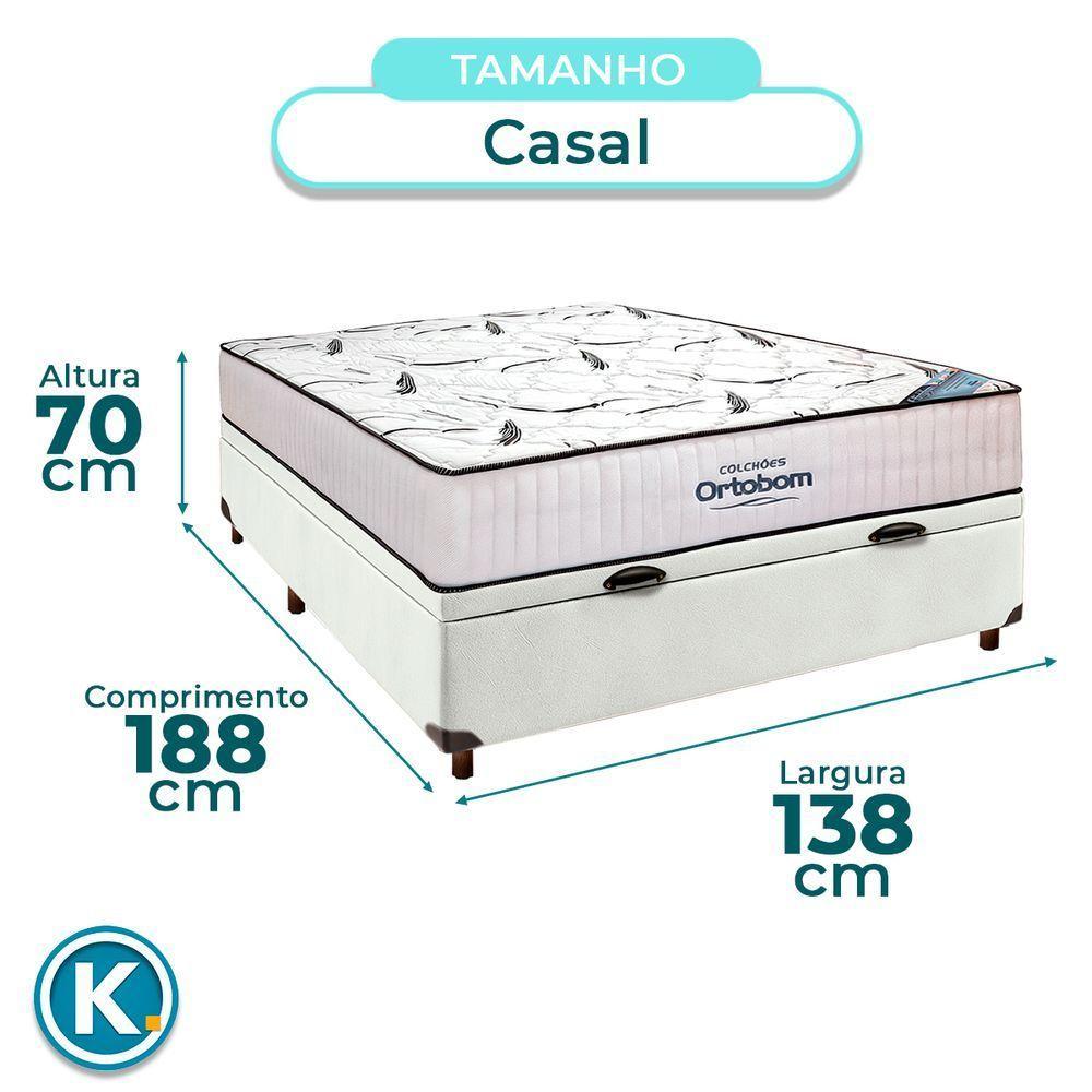 Cama Box Bau Marrom + Colchão Casal High Foam Ortobom - 3