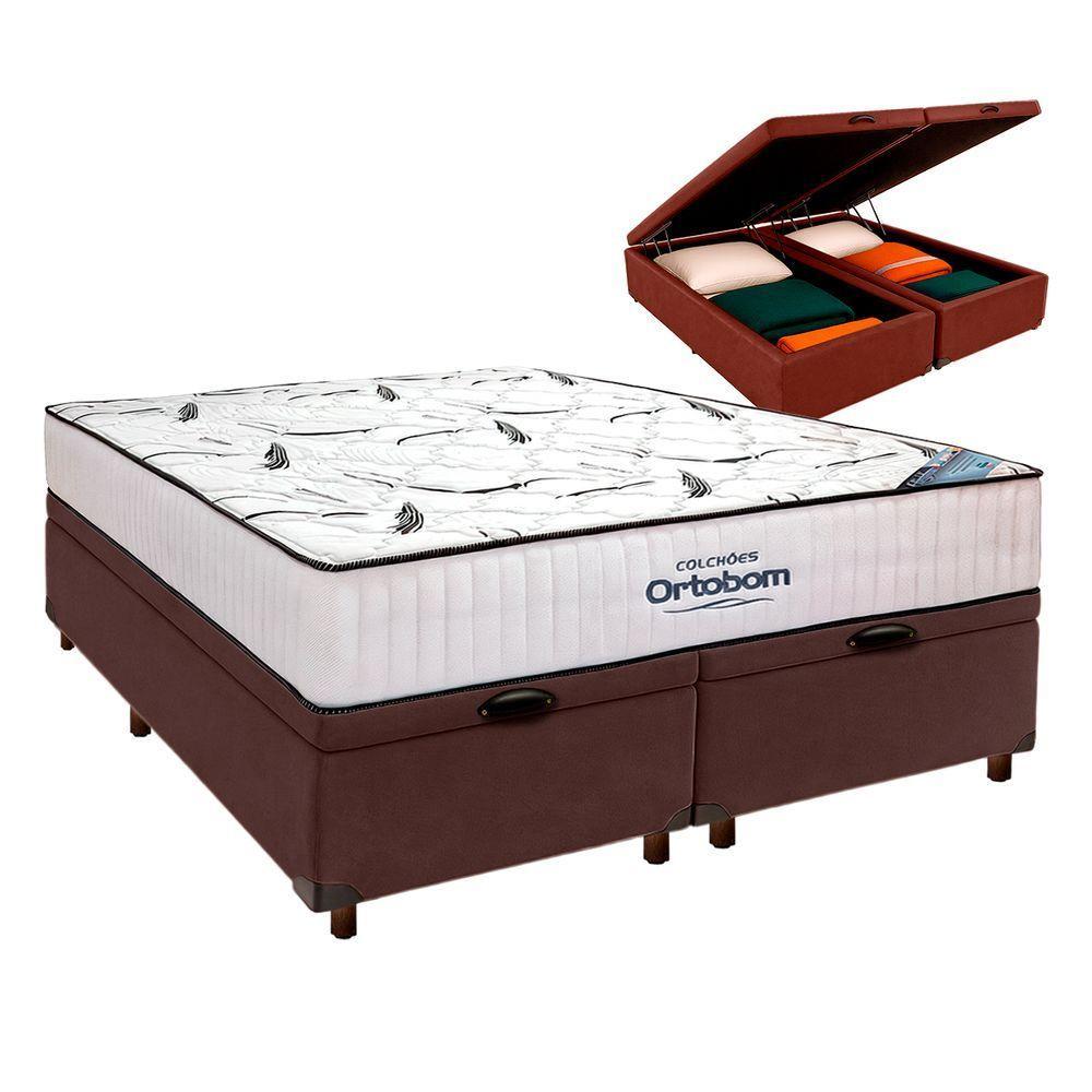 Cama Box Preto + Colchão Queen High Foam Ortobom - 1