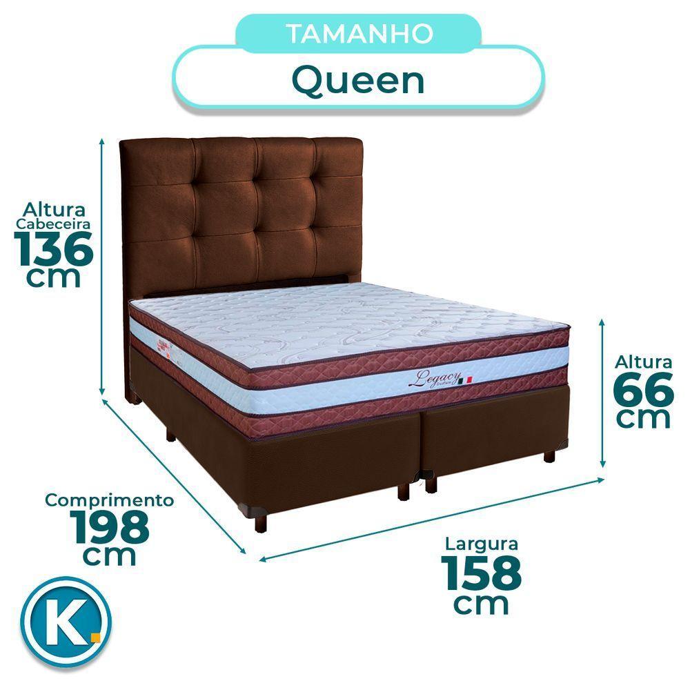 Cama + Box Marrom E Colchão Molas Ensacadas Queen - Legaccy Paropas + Cabeceira - 3