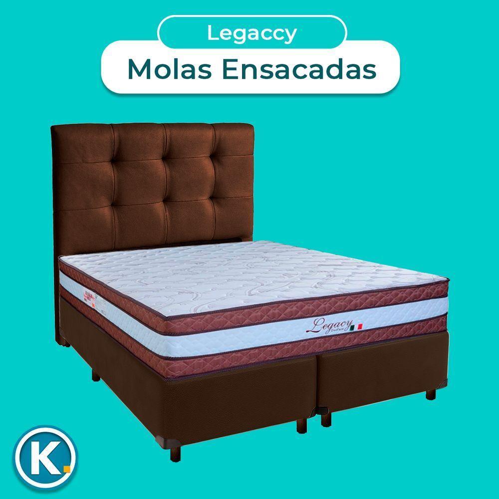 Cama + Box Marrom E Colchão Molas Ensacadas Queen - Legaccy Paropas + Cabeceira - 4
