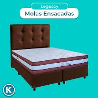 Cama + Box Marrom E Colchão Molas Ensacadas Queen - Legaccy Paropas + Cabeceira