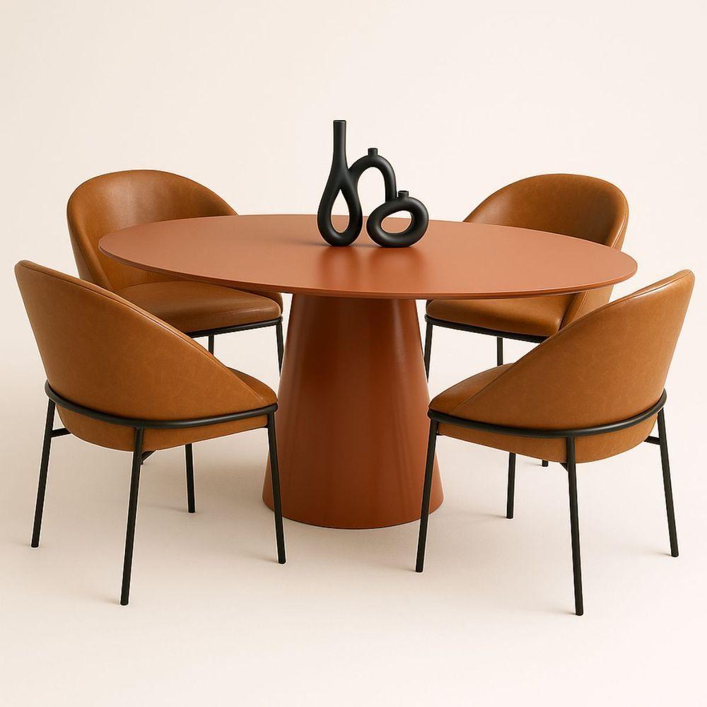 Mesa De Jantar Cone Oval 160x90 Cm Laca Terracota - 4