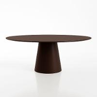 Mesa De Jantar Cone Oval 198x122 Cm Laca Marrom Cacau Com Vidro - 1
