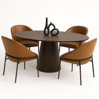 Mesa De Jantar Cone Oval 198x122 Cm Laca Marrom Cacau Com Vidro - 4