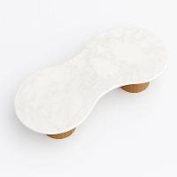 Mesa De Centro Aura 137x90 Cm Base Dupla Freijó Tampo Mármore Branco Extra - 2