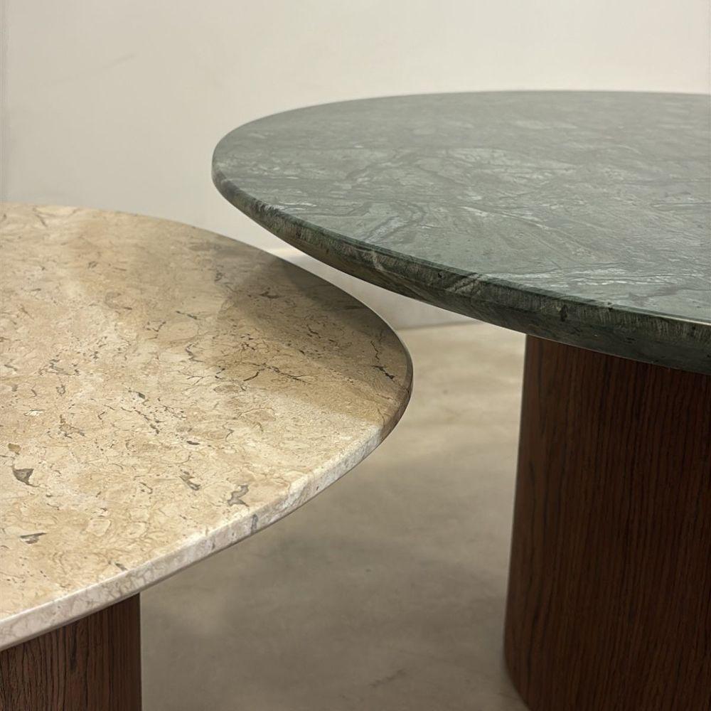 Conjunto De Duas Mesas De Centro Orgânica 90 Cm Mármore Guatemala &amp; Travertino - 4