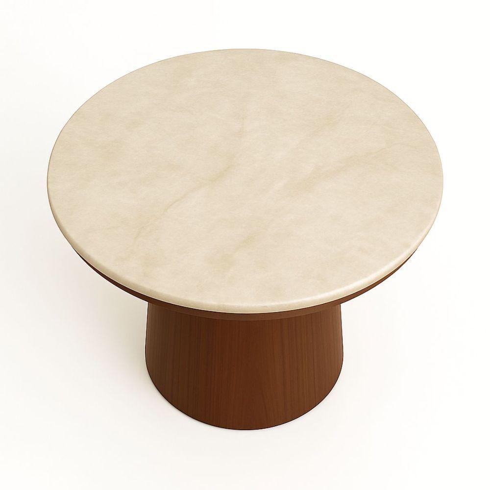 Mesa De Jantar 150 Cm Base Cilíndrica E Tampo Duplo Quartzito Taj Mahal &amp; Nogueira - 2