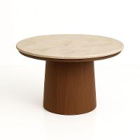 Mesa De Jantar 150 Cm Base Cilíndrica E Tampo Duplo Quartzito Taj Mahal &amp; Nogueira - 1