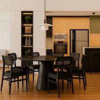 Mesa De Jantar Cone Orgânica Tríon Redonda 130x133 Cm Laca Preta - 3