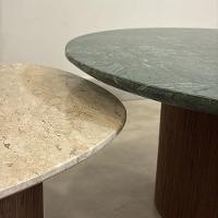 Conjunto De Duas Mesas De Centro Orgânica 100 Cm Mármore Guatemala &amp; Travertino