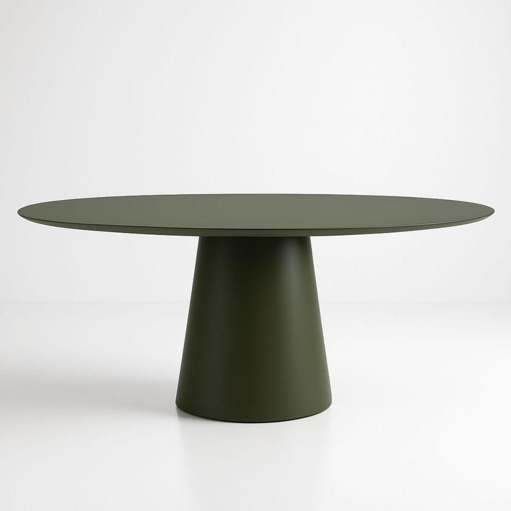 Mesa De Jantar Cone Oval 120x80 Cm Laca Verde Musgo - 1