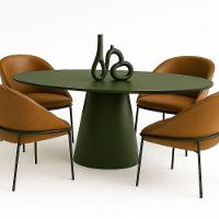 Mesa De Jantar Cone Oval 120x80 Cm Laca Verde Musgo - 4