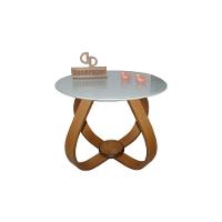 Mesa De Centro Cebola Com Vidro 50cm Off White 40cm - 1