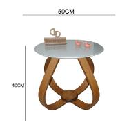 Mesa De Centro Cebola Com Vidro 50cm Off White 40cm - 2