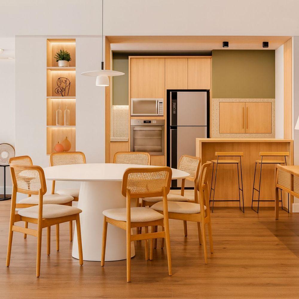 Mesa De Jantar Cone Orgânica Tríon Redonda 160x164 Cm Laca Branca - 3