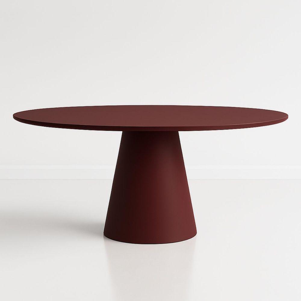 Mesa De Jantar Cone Oval 244x137 Cm Laca Vinho Marsala - 1