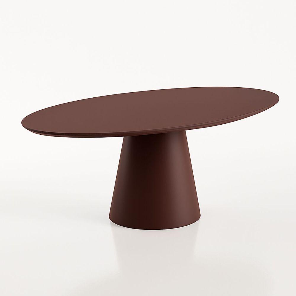 Mesa De Jantar Cone Oval 244x137 Cm Laca Vinho Marsala - 3