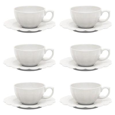 Conjunto De Xícara De Chá Com Pires 06 Peças Flora Camélia Oxford