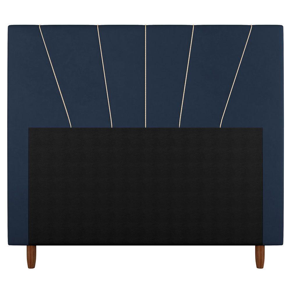 Cabeceira Cama Box Casal Queen Size Dallas 160cm Veludo Azul - Abmaza - 3