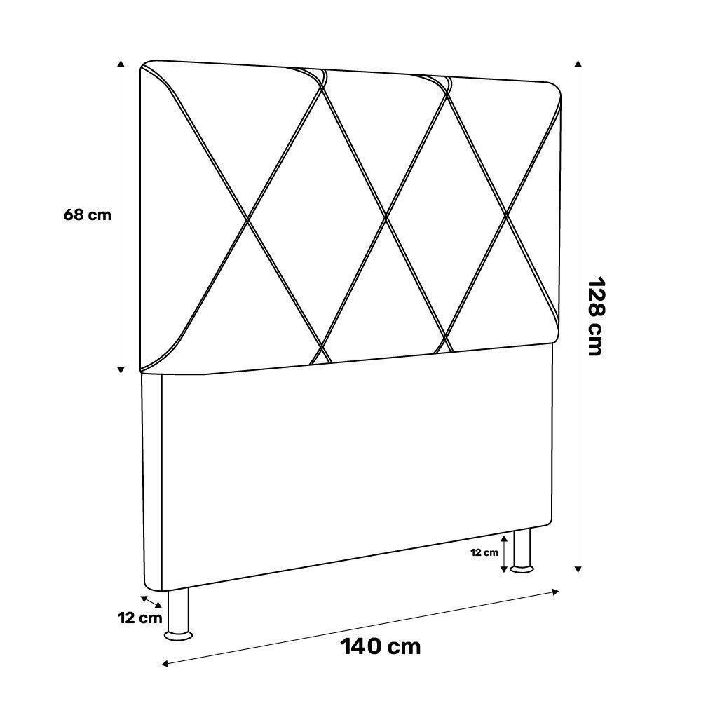Cabeceira Cama Box Casal Mel 140cm Com Frame Sintético Branco - Abmaza - 4