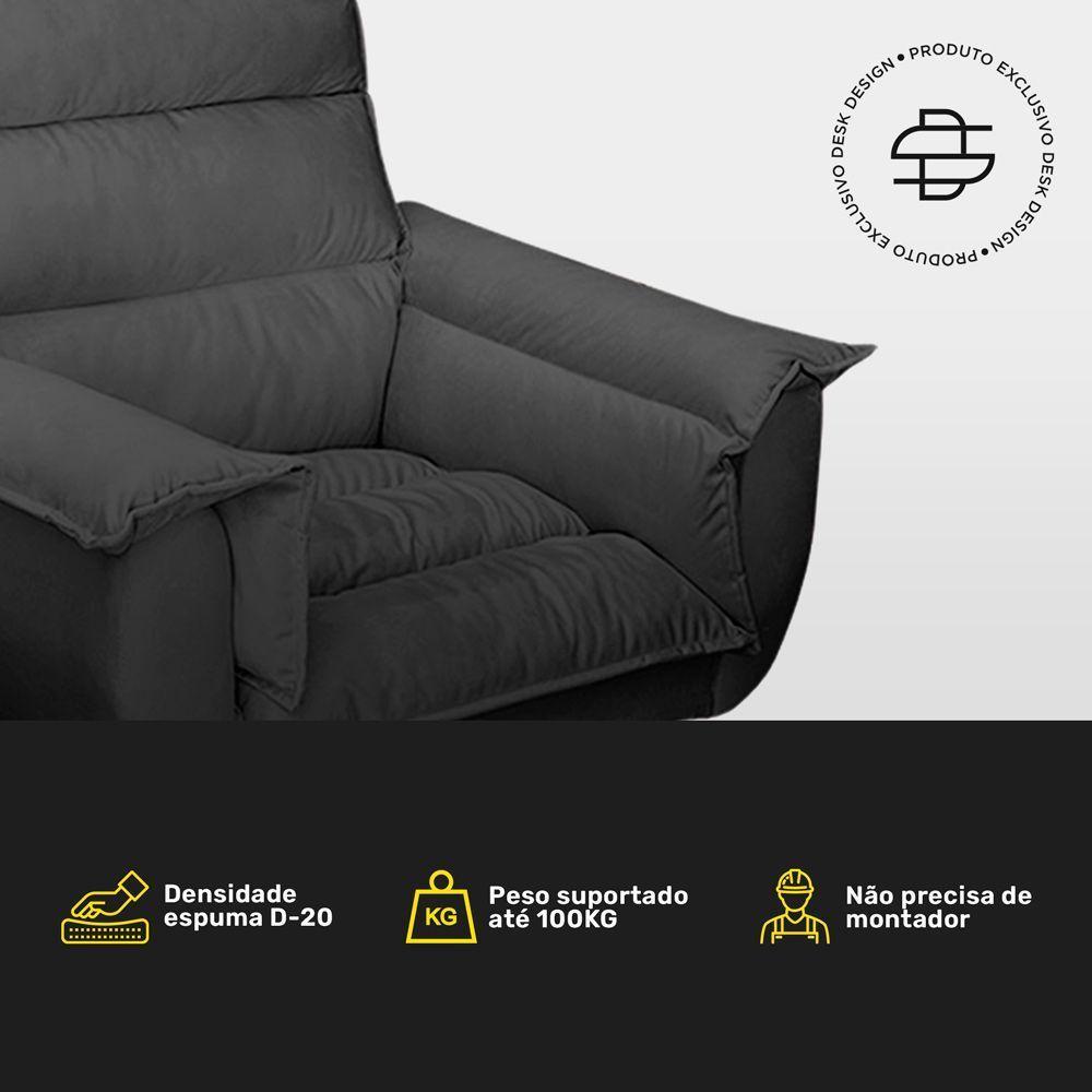 Kit 04 Poltronas Decorativas Modernas Sala E Recepção Monza Pés Palito Suede Cinza - Abmaza - 3