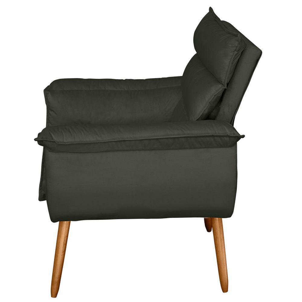 Kit 04 Poltronas Decorativas Modernas Sala E Recepção Monza Pés Palito Suede Cinza - Abmaza - 7