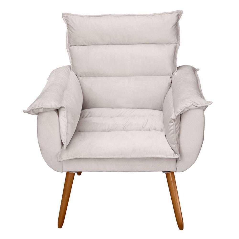Kit 03 Poltronas Decorativas Modernas Sala E Recepção Monza Pés Palito Veludo Bege - Abmaza - 5