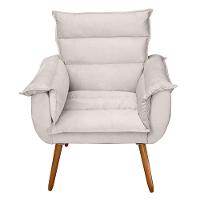 Kit 03 Poltronas Decorativas Modernas Sala E Recepção Monza Pés Palito Veludo Bege - Abmaza - 5