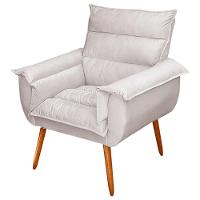 Kit 03 Poltronas Decorativas Modernas Sala E Recepção Monza Pés Palito Veludo Bege - Abmaza - 8